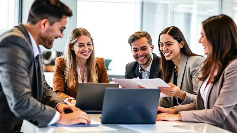 Equipo de negocios colaborando en una mesa