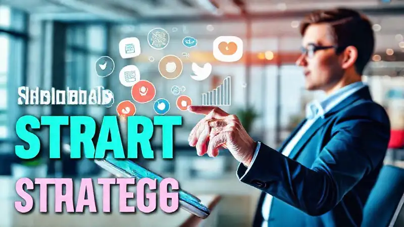 Iconos sociales, estrategia digital y gráficos modernos