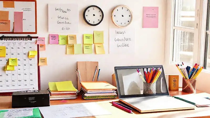 Espacio ordenado para estudiar y motivarse