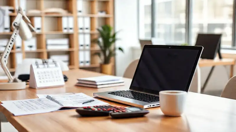 Mesa de estudio moderna y organizada para productividad