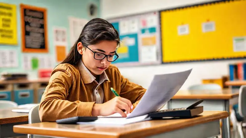 Estudiante concentrado en su estudio organizado
