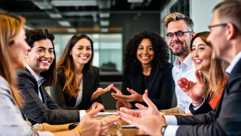 Reunión profesional con diversidad y confianza