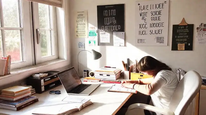 Espacio de estudio organizado y motivador