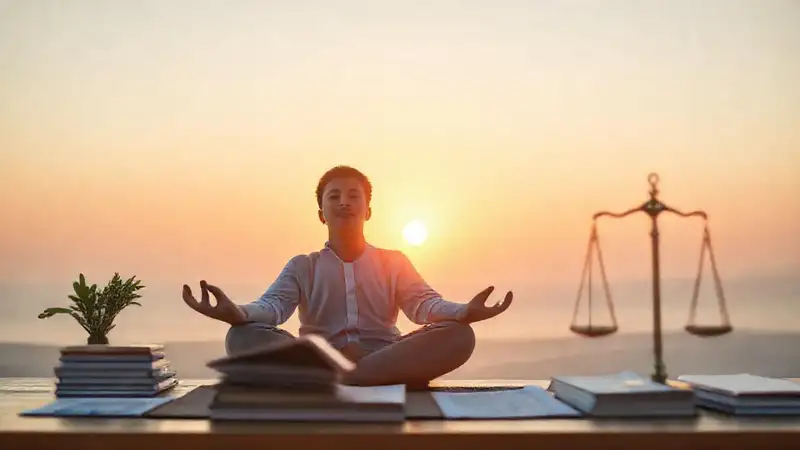 Joven profesional practicando yoga en calma