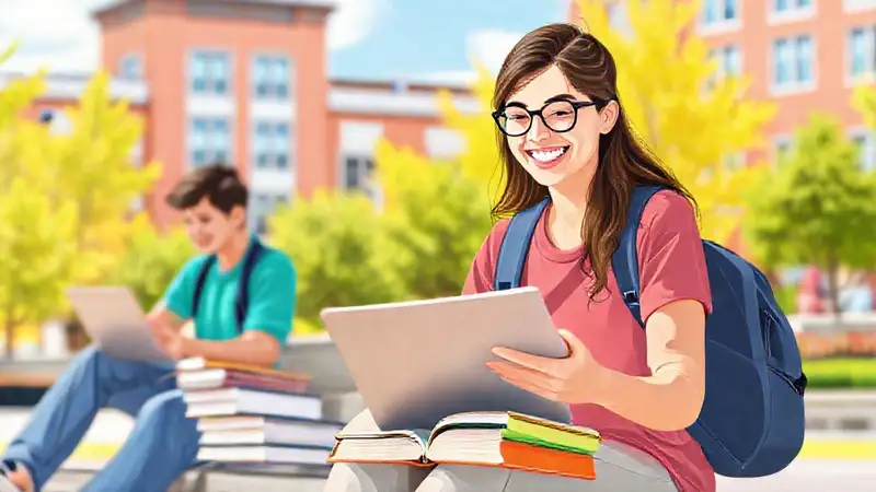 Estudiante universitario disfrutando con amigos