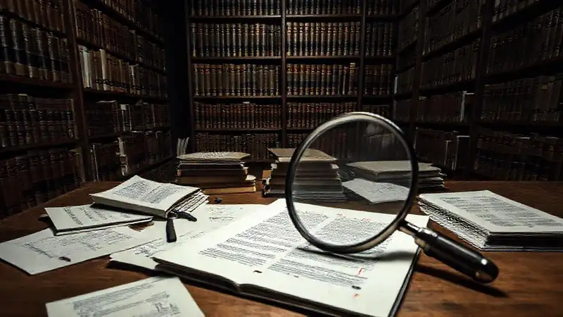 Estudio jurídico con libros y notas dispersas