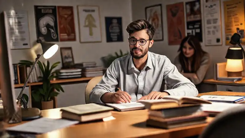 Estudiante de derecho en ambiente organizado y motivador