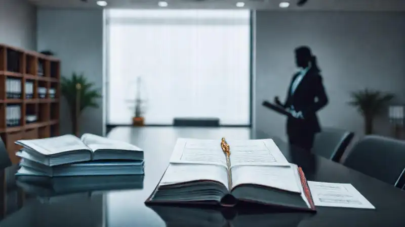 Libros y certificados legales en oficina moderna