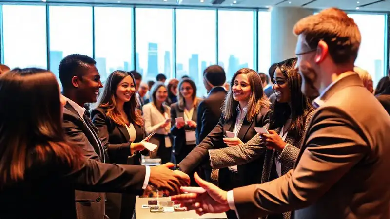 Evento profesional con networking y sonrisas