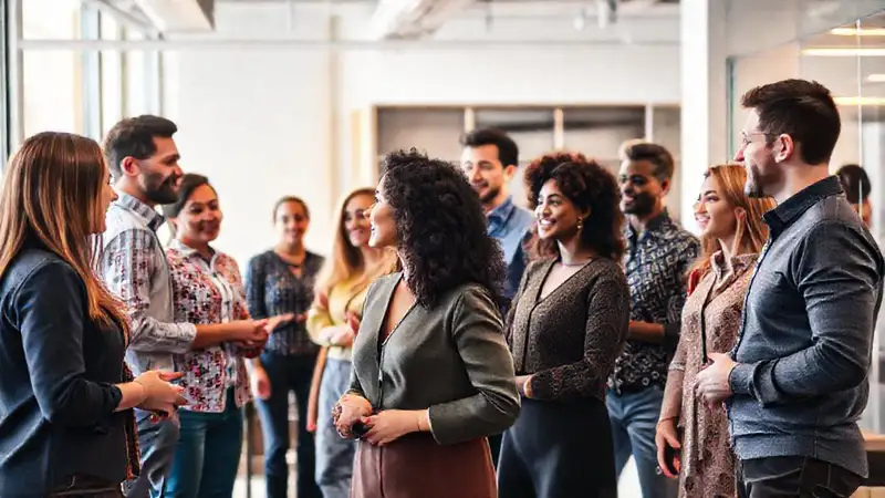 Equipo diverso y dinámico en oficina moderna