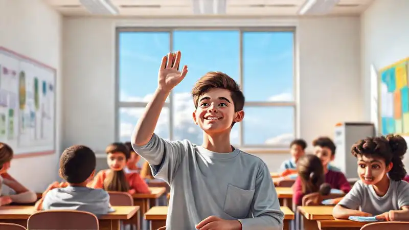 Estudiante participa con confianza en el aula