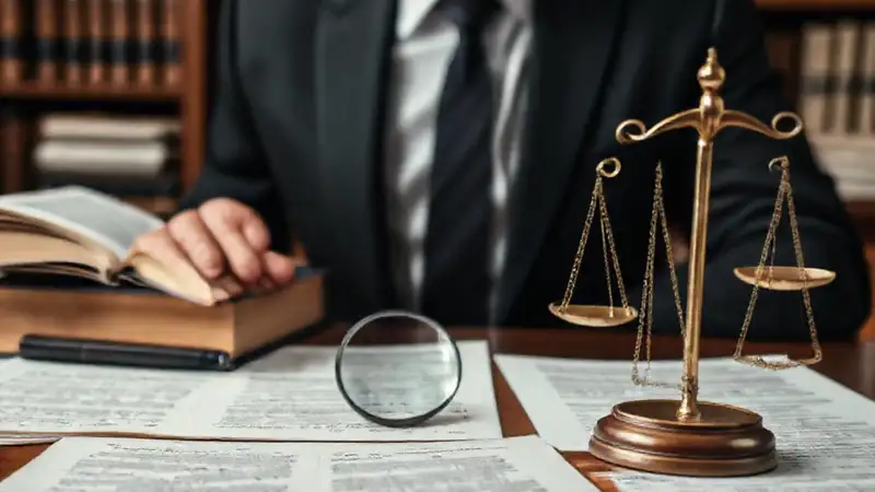 Escena legal con abogado y justicia observada