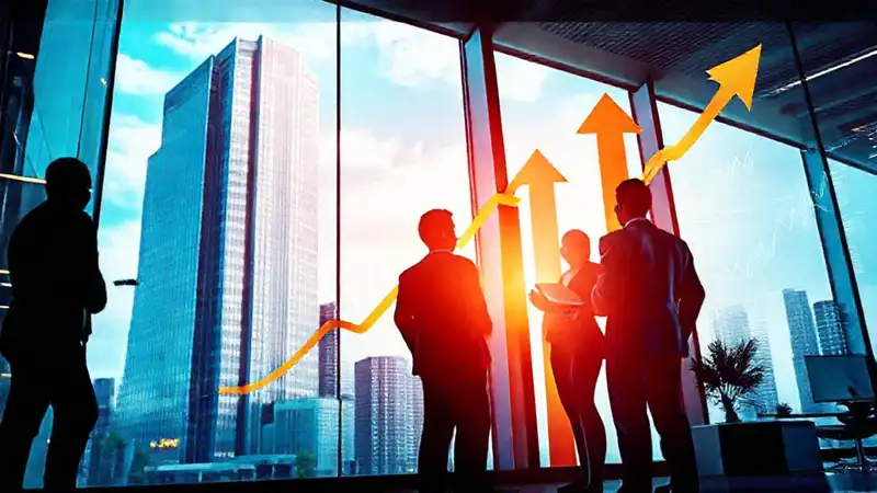 Rascacielos empresarial y crecimiento financiero