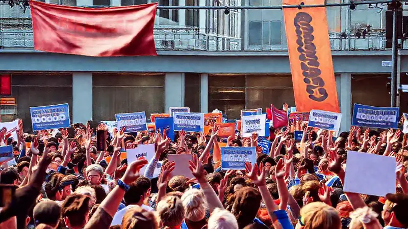 Jornada política con multitud