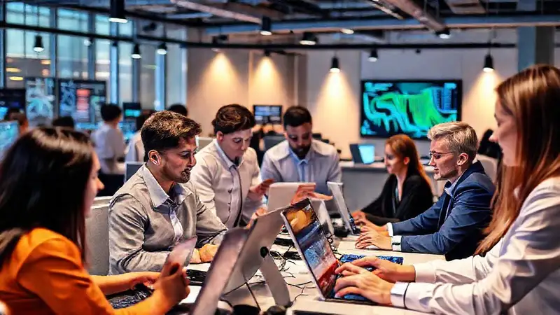 Espacio de trabajo colaborativo y tecnología moderna