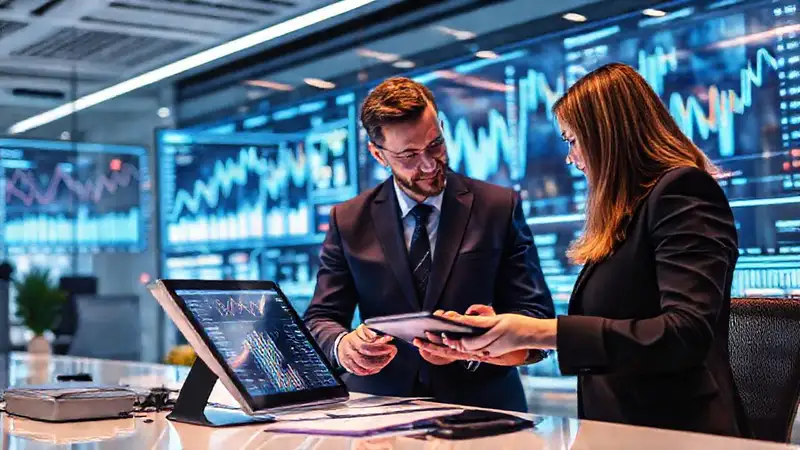 Espacio de trabajo moderno con innovación financiera