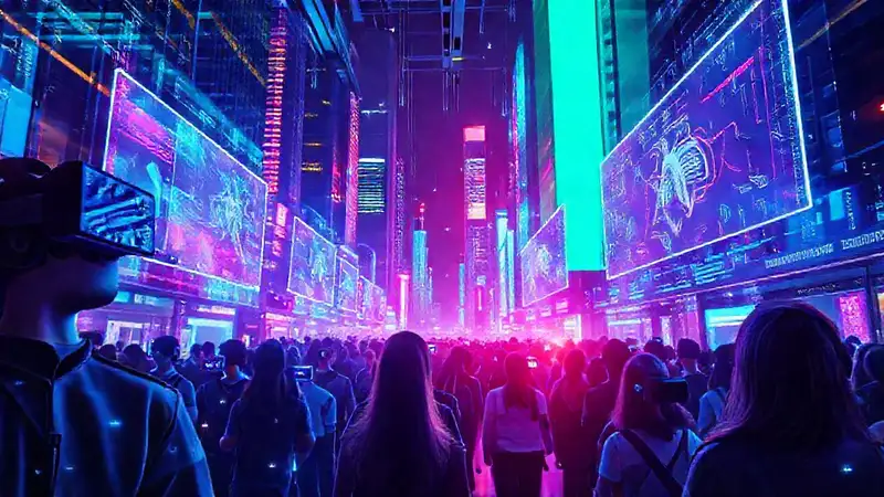 Medios digitales futuristas con tecnología inmersiva