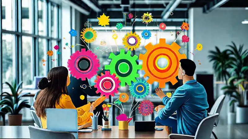 Colaboración creativa en un espacio diverso y moderno