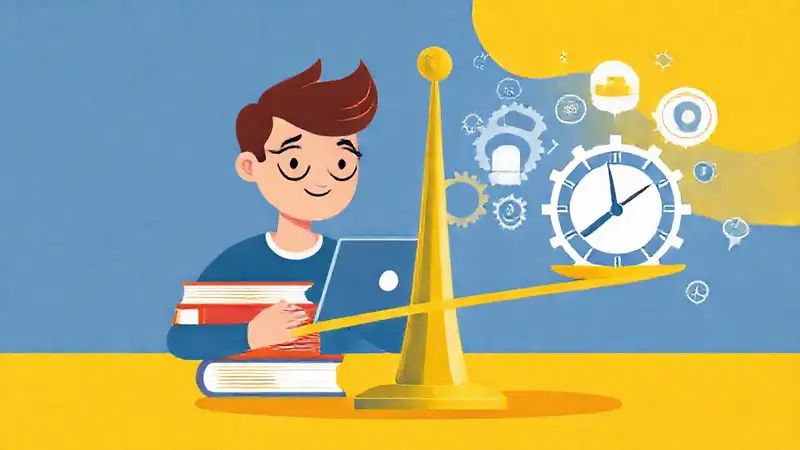 Estudiante equilibrando estudio y tiempo con motivación