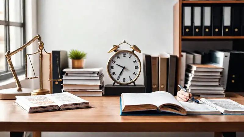 Mesa con materiales de estudio y organización