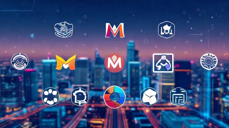 Iconos modernos y tecnológicos en diseño vibrante
