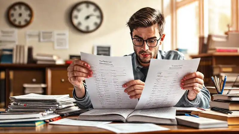 Estudiante estudia leyes con concentración y orden