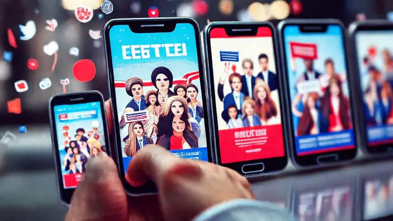 Campaña política moderna con tecnología y diversidad