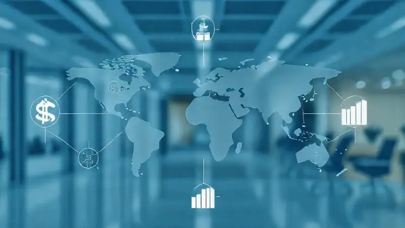 Símbolos financieros globales y diseño minimalista