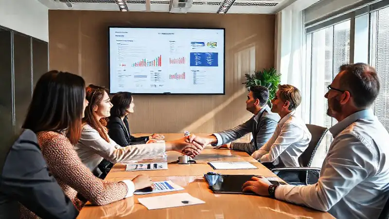 Reunión profesional con colaboración y comunicación efectiva