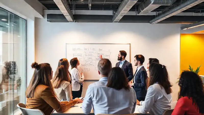 Colaboración profesional en oficina moderna y vibrante