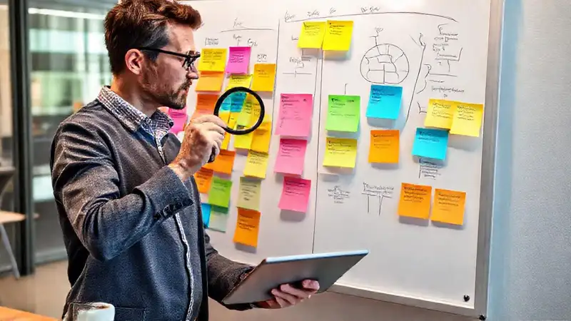 Investigador analiza datos en oficina creativa