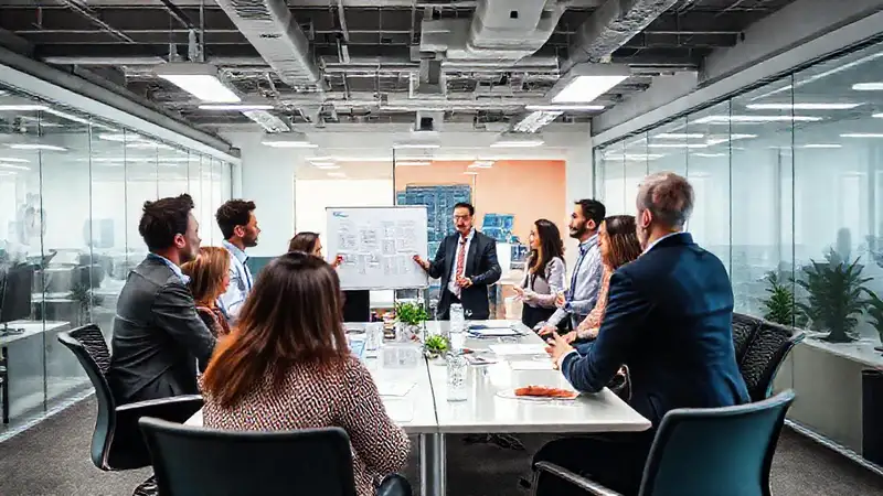 Reunión de profesionales en entorno colaborativo y dinámico