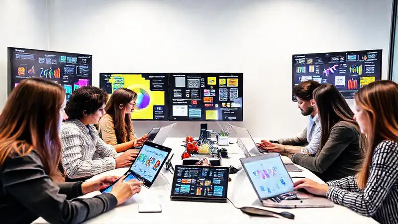 Espacio de trabajo digital colaborativo y colorido