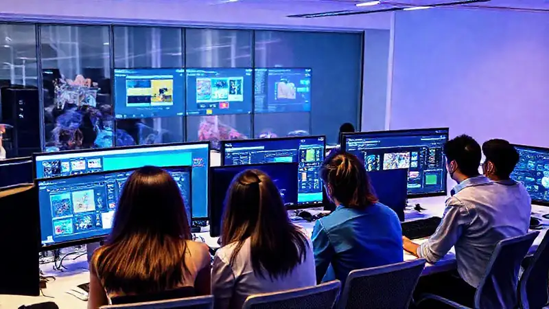 Espacio digital moderno y creativo con colaboradores
