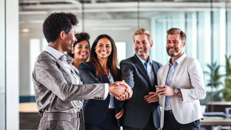 Personas de negocios dialogando en colaboración