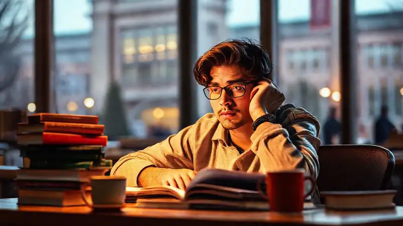 Estudiante concentrado y motivado en la universidad