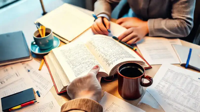 Estudiante estudiando con libros y notas