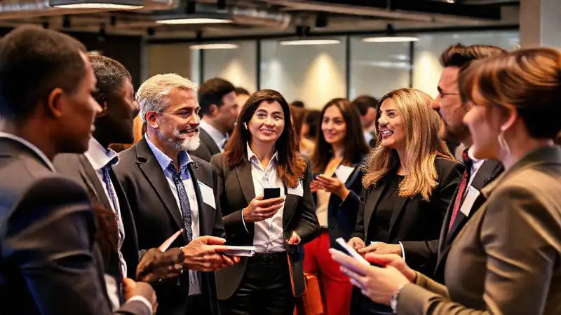 Evento de networking con empresarios y conversaciones