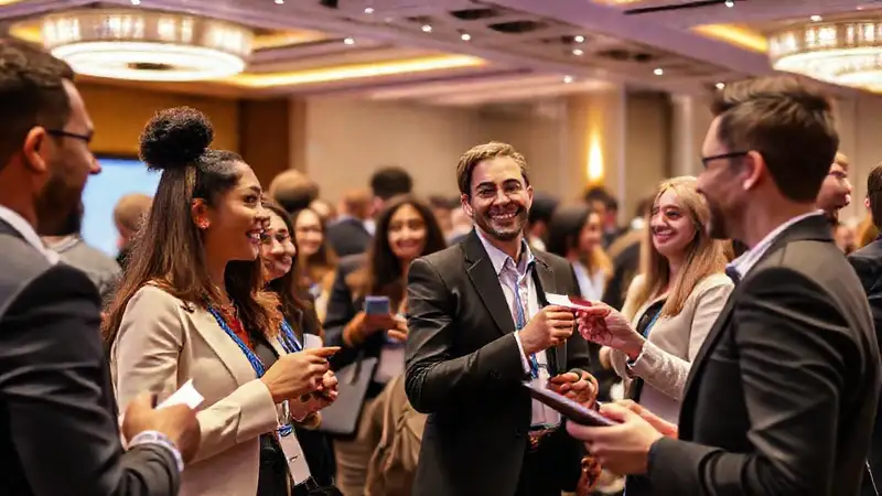 Evento profesional con networking y tecnología