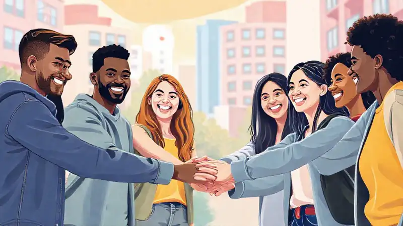 Jóvenes colaborando en un proyecto comunitario