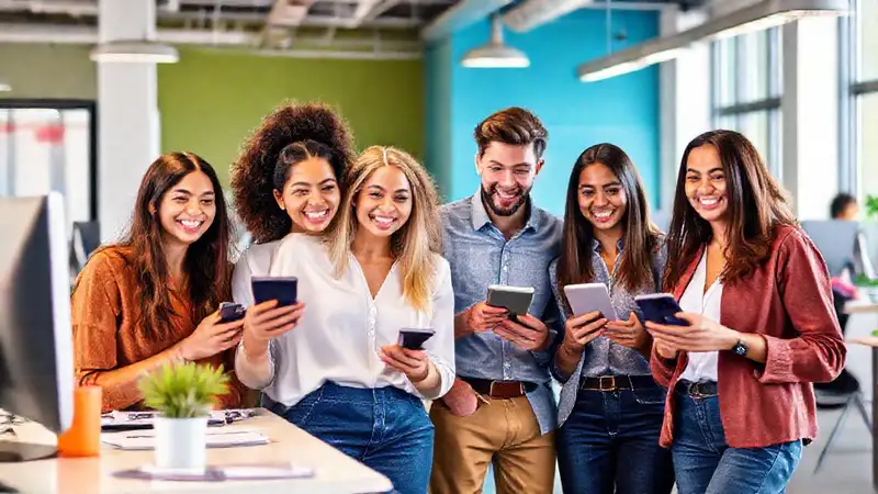Profesionales jóvenes en un ambiente dinámico y colaborativo