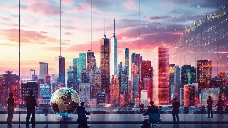 Imagen de negocios modernos y globales digitales