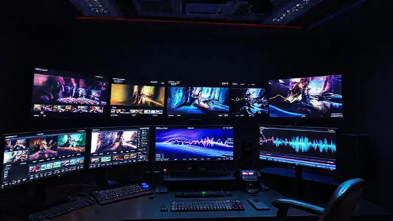 Estudio de edición de video moderno y creativo