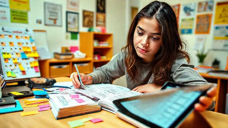 Estudiante preparado en un ambiente motivador y ordenado