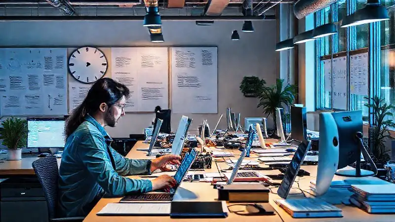 Entorno organizado y moderno con tecnología y colores