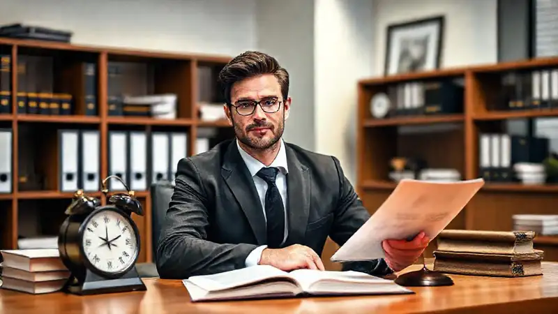 Abogado en oficina organizada y profesional