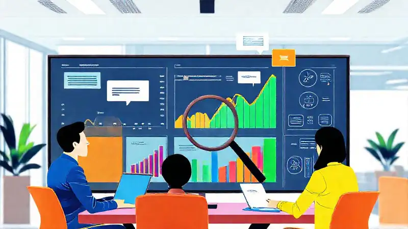 Gráficos, colaboración y análisis en oficina moderna