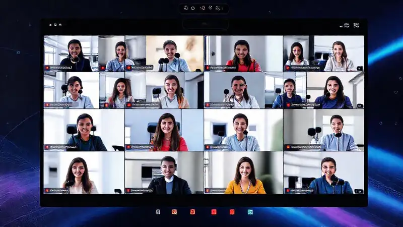 Plataforma moderna con participantes diversos y atractivo diseño