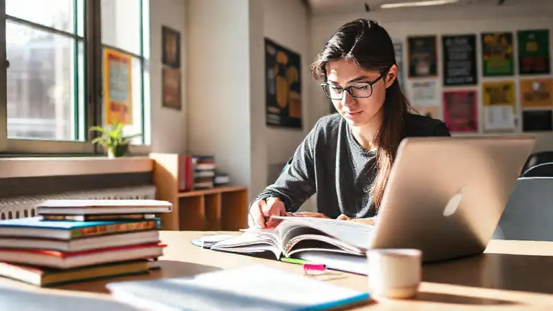 Estudiante concentrado en un ambiente motivador