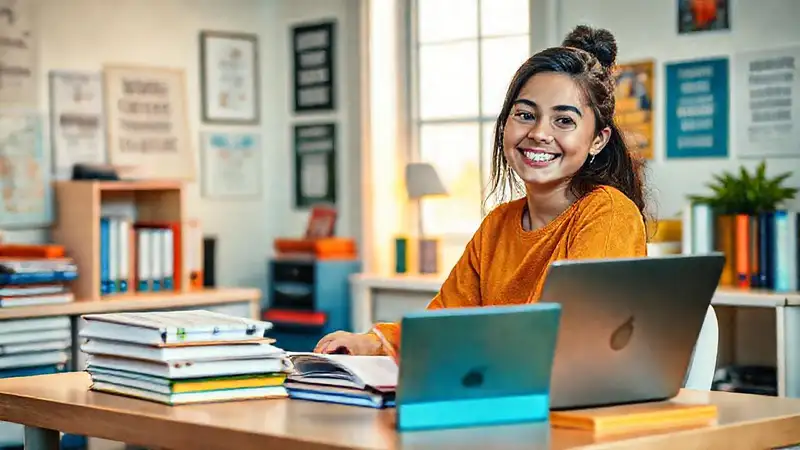 Estudiante organizado y motivado en su estudio